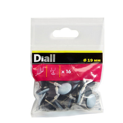 Diall Black & Grey EvaPtfe & Steel Nail-In Glide (Dia)19mmPack Of 16 from B&Q