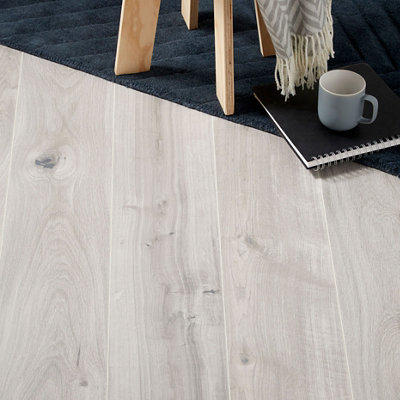 GoodHome Gladstone Wood Planks Grey Wood Effect Structured Laminate Flooring1.996M² from B&Q