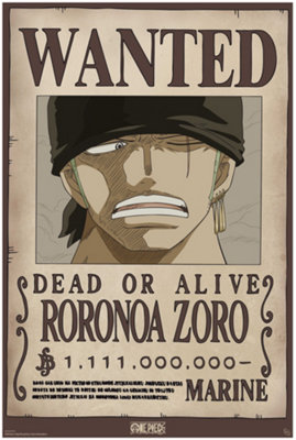GB Eye One Piece -Wanted Zoro Wano 61 X 91.5Cm Maxi Poster