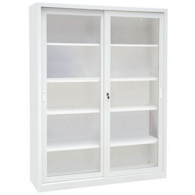 Manutan Expert Grey Sliding Vision Door Storage Cupboard 2000X1500X650mm from B&Q