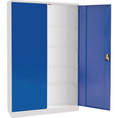 Manutan Expert 4 Shelf Grey/blue Flat Pack Standard Storage Cupboard 1950X915X422mm from B&Q