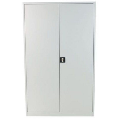 Manutan Expert Grey 4 Shelved Wide Storage Cupboard Hxwxd 1950X1200X420mm from B&Q