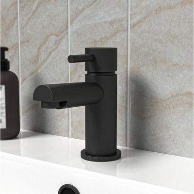 Nes Home Black Bathroom Basin Mono Mixer Tap Matt