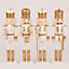 36cm Gold White Wooden Nutcrackers Soldiers King Drummer Christmas Ornament 4pcs Set