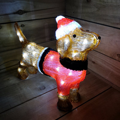 36cm Indoor Outdoor Acrylic Dachshund Christmas Decoration with 48 Ice White LEDs DIY at B Q