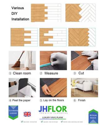 36pcs/5m² Luxury Vinyl Tiles LVT Self Adhesive Wood Look Flooring Kitchen Bathroom - 7