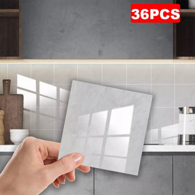 36Pcs Marble Tile Stickers Wall Sticker Self-Adhesive Stick On Kitchen ...