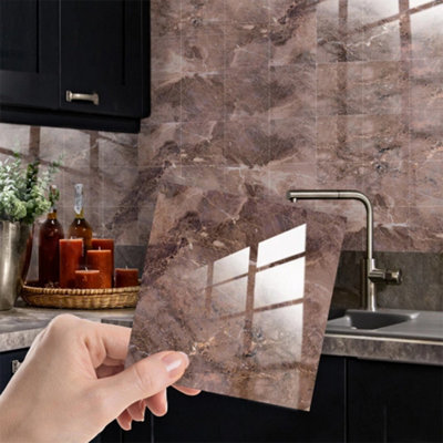 36Pcs Marble Tile Stickers Wall Sticker Self-Adhesive Stick On Kitchen ...