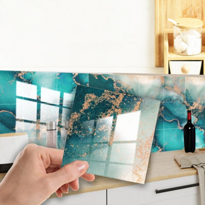 36Pcs Marble Tile Stickers Wall Sticker Self-Adhesive Stick On Kitchen ...