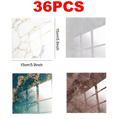 36Pcs Marble Tile Stickers Wall Sticker Self-Adhesive Stick On Kitchen ...