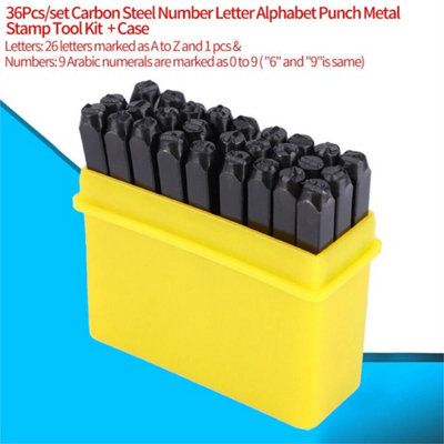 36pcs Number Letter Metal Punch Set 4mm Alphabet Mark Steel Stamp Craft ...