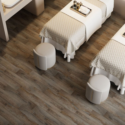 36Pcs Rustic Wood Grain Effect Self Adhesive Plank PVC Flooring Waterproof Covering 5m²