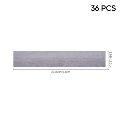 36pcs Rustic Wood Grain Self-adhesive PVC Flooring Grey - 8
