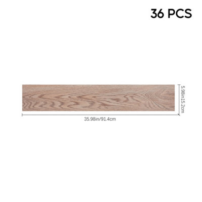 36pcs Rustic Wood Grain Self-adhesive PVC Flooring in Brown