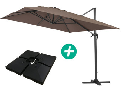Habitat and Garden Cantilever Garden Umbrella In Aluminium "sun 4"Rectangular3M X 4M (9Ft 10In. X 13Ft. 1In.)TaupeBase Weights Included from B&Q