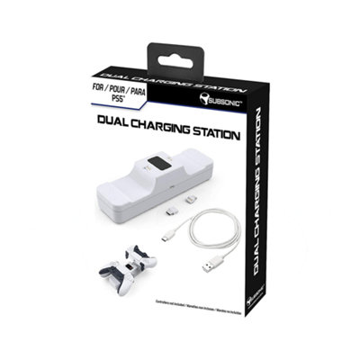 B&Q Subsonic White Charging Station For 2 Dual Sense Ps5 Controllers