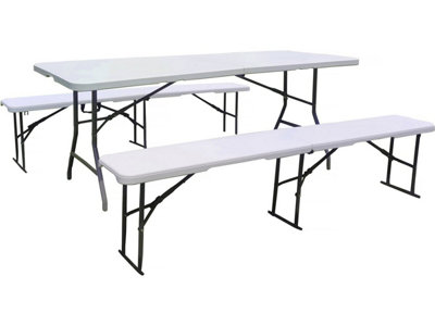 B&Q -  Set "foldy" Folding Garden Table + 2 Folding BenchesWhite