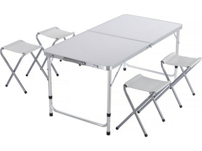 B&Q -  Set Of Camping Table And 4 Folding Stools125 X 60 CmWhite