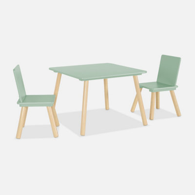 Sweeek. Square Children's Table With 2 Chairs Jude Green 60X60X43 Cm