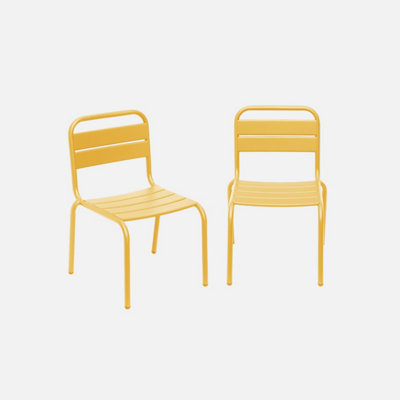 Sweeek. Pair Of Metal Chairs For Children Kristoff Yellow