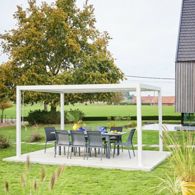 B&Q - SweeekLouvered Pergola Aluminium And Steel 4 X 3M White Palace