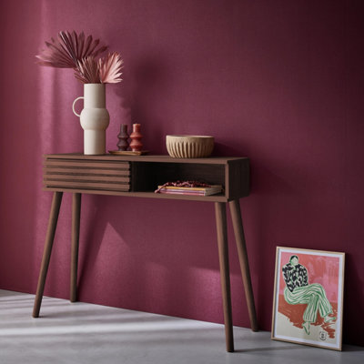 Sweeek100Cm Scandi-Style Console Grooved Wood Effect Madere Walnut 29X100X81 Cm from B&Q