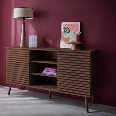 Sweeek140Cm Scandi-Style Sideboard With Wooden Effect Walnut 140X39X79 CmMadere from B&Q
