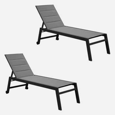 Sweeek. Pair Of Textilene And Aluminium Sun Loungers Solis X2 Anthracite 202X65X43 Cm from B&Q