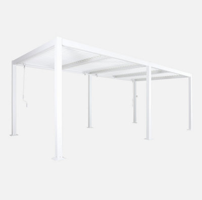 B&Q - SweeekLouvered Pergola Aluminium And Steel 6 X 3M WhitePalace
