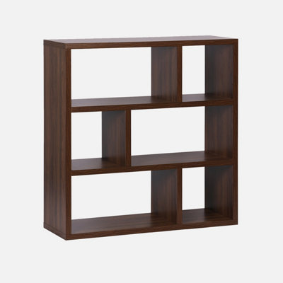 3-Tier Asymmetrical Bookshelf With 6 Compartments WalnutSweeek from B&Q