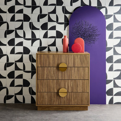 Sweeek4-Drawer Chest With Grooved Mango Wooden Effect 80X40X85 CmCelian from B&Q
