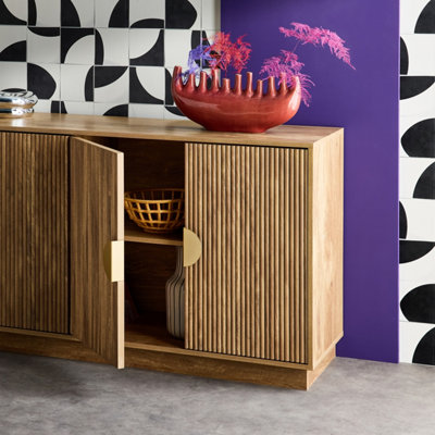 Sweeek160Cm Exotic 4-Door Mango Wood Effect Sideboard 160X40X75 CmCelian from B&Q