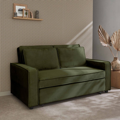 Sweeek3-Seater Corduroy Sofa Bed Chill Khaki Green 172.5X91.5X88.5 Cm from B&Q
