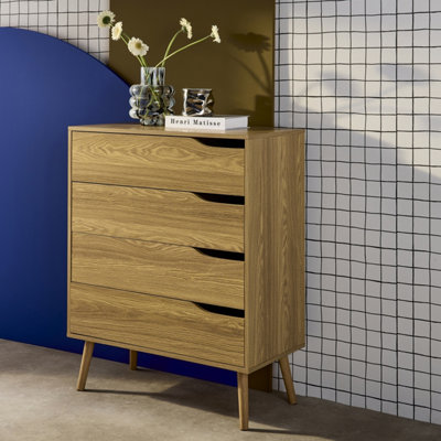 Sweeek4-Drawer Chest With Walnut Wood Effect Ash Effect 80X40X99 CmNepal from B&Q