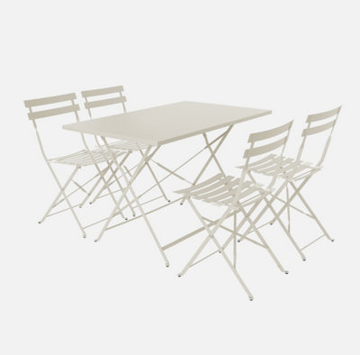 Sweeek4-Seater Folding Metal Bistro Garden Table Emilia Beige 110X70X71 Cm