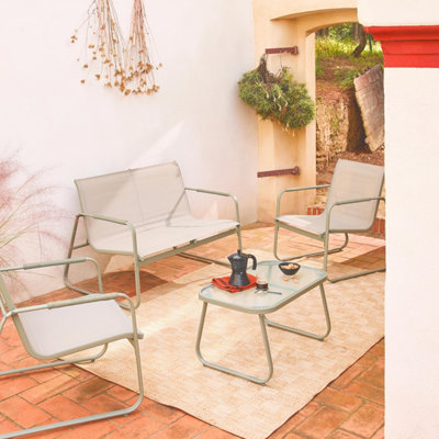 Sweeek4-Seater Steel Garden Sofa Set  Noto Khaki Green 78X122X39 Cm from B&Q