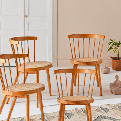 SweeekSet Of 4 Wooden And Caned Chairs Natural 53X53.5X76 CmNora from B&Q