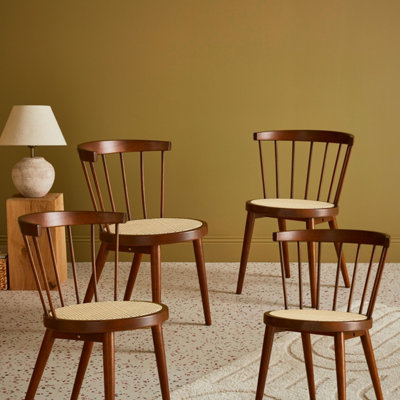 SweeekSet Of 4 Wooden And Caned Chairs Dark Wood Colour 53X53.5X76 CmNora from B&Q