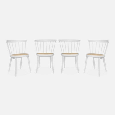 SweeekSet Of 4 Wooden And Caned Chairs White 53X53.5X76 CmNora