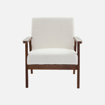 Armchair And 2-Seater Sofa In Hevea Wood Off-White BoucleSweeek from B&Q