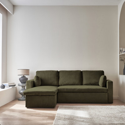 3-Seater Corduroy Corner Sofa Bed Sweeek from B&Q
