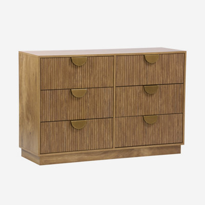 SweeekGrooved Mango Wood Effect Sideboard With 6 Drawers120 X 39 X 79 CmCelian from B&Q