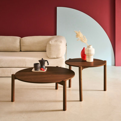 SweeekRound Nesting Coffee Tables Wood Effect Walnut 80X80X35 CmHarmony