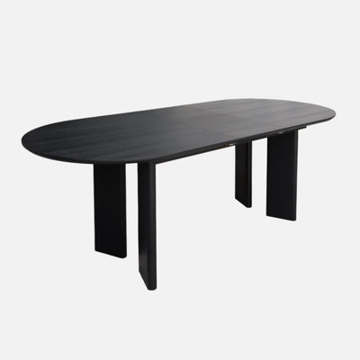 Sweeek6-8 Seater Oval Extendable Dining Table Rubberwood And Oak Veneer Black 170/210X90X76 CmAlbane