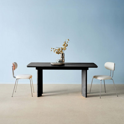 Sweeek6-8 Seater Rectangular Extendable Dining Table Rubberwood And Oak Veneer Black 170X90X76 CmAlbane