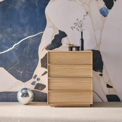 Sweeek4-Drawer Walnut Wood-Effect Storage Chest Natural 80X43X98.5 CmKuba from B&Q