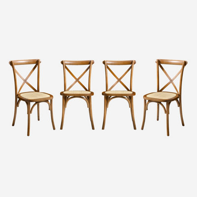 SweeekSet Of 4 Vintage Wooden Bistro Chairs Walnut 48.5X53.5X88.5 CmBelleville