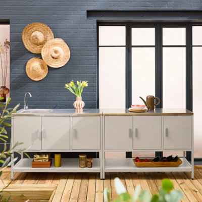 Sweeek Unisex Beige Outdoor Kitchen Island Stainless Steel Modules In Size 2 - Image 2