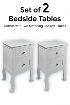 Hygrad Built to Survive 2 X Chic White Wooden Free Standing Bedroom Bedside Table Unit Cabinet Nightstand 2 DrawersWith Storage Cabinet For Bedroom from B&Q