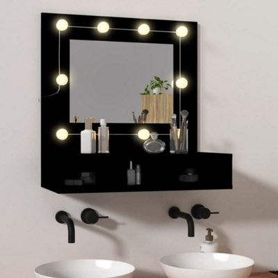 B&Q -  Mirror Cabinet With Led Black 60X31.5X62 Cm